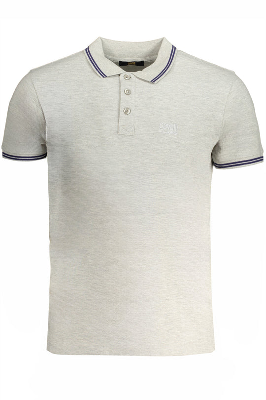 Cavalli Class Men's Gray Short Sleeved Polo Shirt